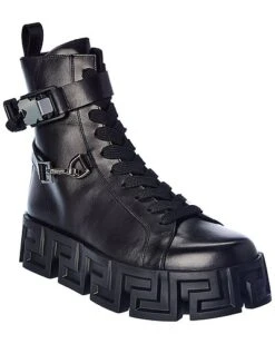 Versace Greca Labyrinth Leather Boot Men