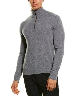 Suede Piping Cashmere 1/4-Zip Sweater Men