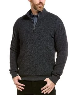 Vince Boucle Wool-Blend 1/4-Zip Mock Pullover Men