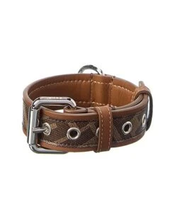 FENDI FF Coated Canvas & Leather Collar Men