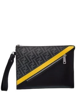 FENDI FF Canvas & Leather Pouch Men