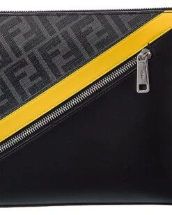 FENDI FF Canvas & Leather Pouch Men -Men Fashion 1111160343 RLLD 3
