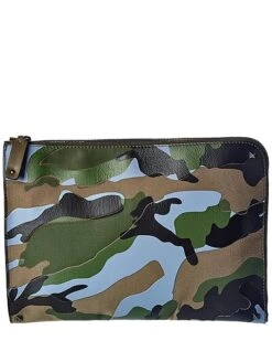 Valentino Canvas & Leather Document Case