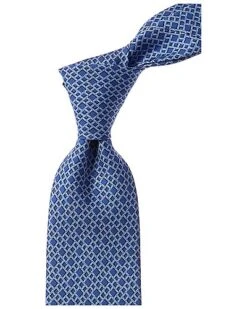 Salvatore Ferragamo Blue Rebus Silk Tie Men