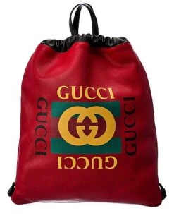 Gucci Drawstring Leather Backpack Men