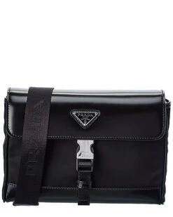 Prada Logo Nylon & Leather Shoulder Bag Men