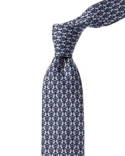 Salvatore Ferragamo Navy Doves Silk Tie Men