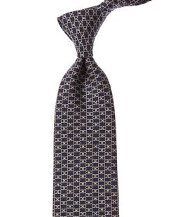 Salvatore Ferragamo Navy Gancini Silk Tie Men