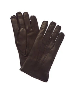 Men's Brown Cashmere-Lined Leather Gloves