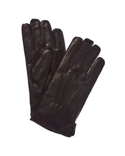 Men's Black Cashmere-Lined Leather Gloves