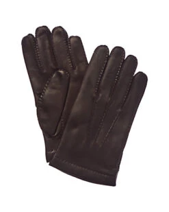 Men's Chocolate Cashmere-Lined Leather Gloves
