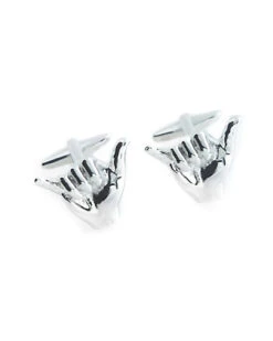 Rhodium Plated Hang Loose Design Cufflinks Men