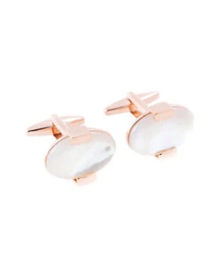 Rose Gold & Mother Of Pearl Oval Cufflinks Men