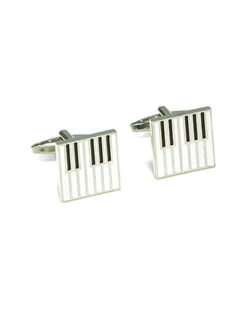 Rhodium Plated Piano Keyboard Cufflinks Men