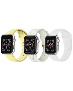 Yellow Geometric Print White Apple Watch Replacement Bands - 3 Pack