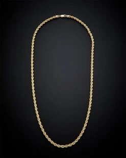 14K Italian Gold Hollow Rope Chain Necklace Men