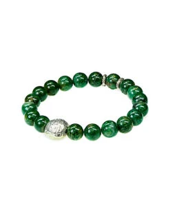 Dell Arte Silver Gemstone Stretch Bracelet Men