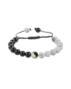 Howlite Yin & Yang Agate Bracelet Men