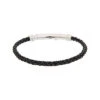 Silver Leather Adjustable Bracelet Men