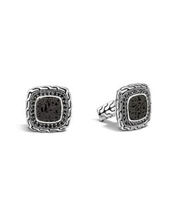 Classic Silver Gemstone Square Cufflinks Men
