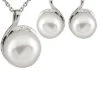 Ver 9-10mm Freshwater Pearl & CZ Earrings & Necklace Set Set Men