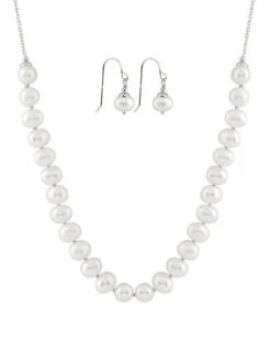 Ver 8-9mm Freshwater Pearl Necklace & Earrings Set Men