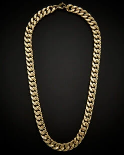 14K Italian Gold Semi-Solid Curb Link Necklace Men